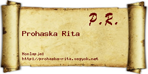 Prohaska Rita névjegykártya